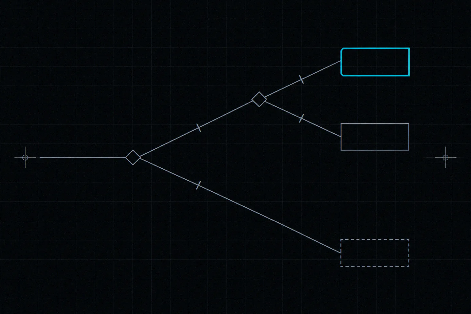 A decision branch resolving into three separate terminals